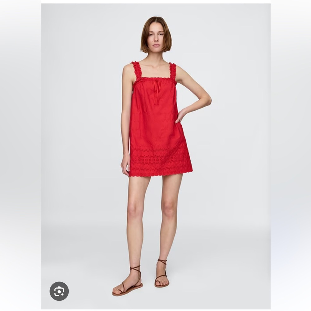 NWT GAP x DOEN Red Eyelet Mini Dress Size Small